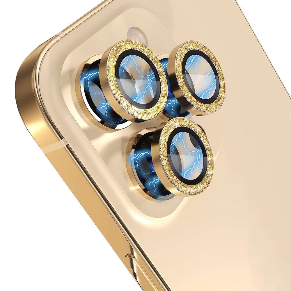 For iPhone 13 Pro / 13 Pro Max NORTHJO Camera Lens Protector Tempered Glass Bling Glitt ... (Gold)