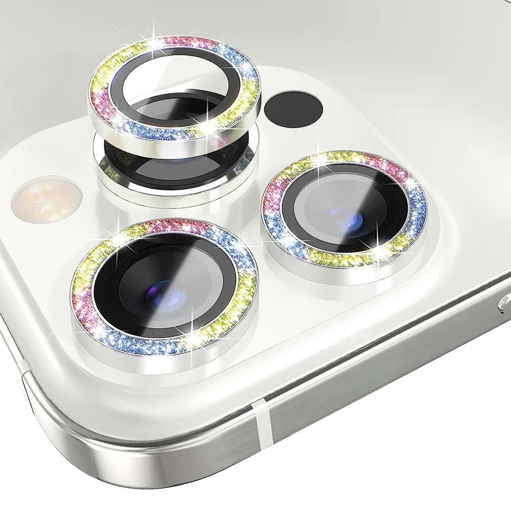 For iPhone 13 Pro / 13 Pro Max NORTHJO Camera Lens Protector Tempered Glass Bling G ... (Colorful)