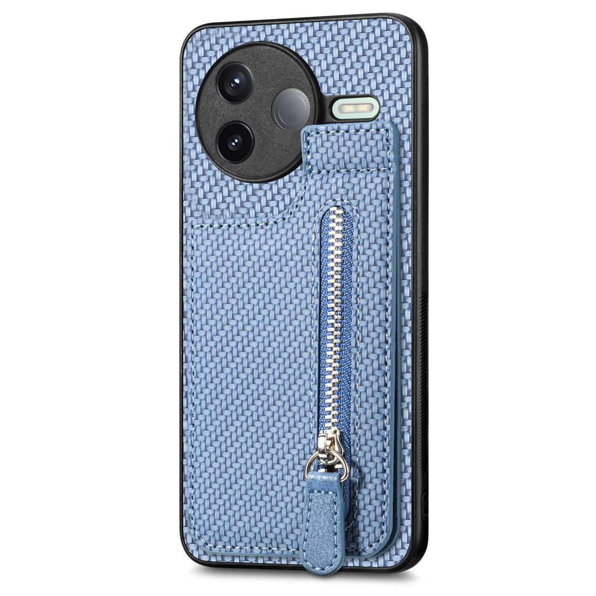 For Redmi K80 / Poco F7 Pro Carbon Fiber Vertical Flip Zipper Phone Case(Blue)
