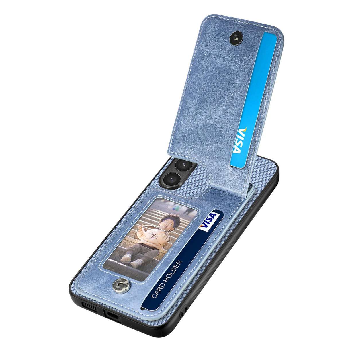 For Redmi K80 / Poco F7 Pro Carbon Fiber Vertical Flip Zipper Phone Case(Blue)
