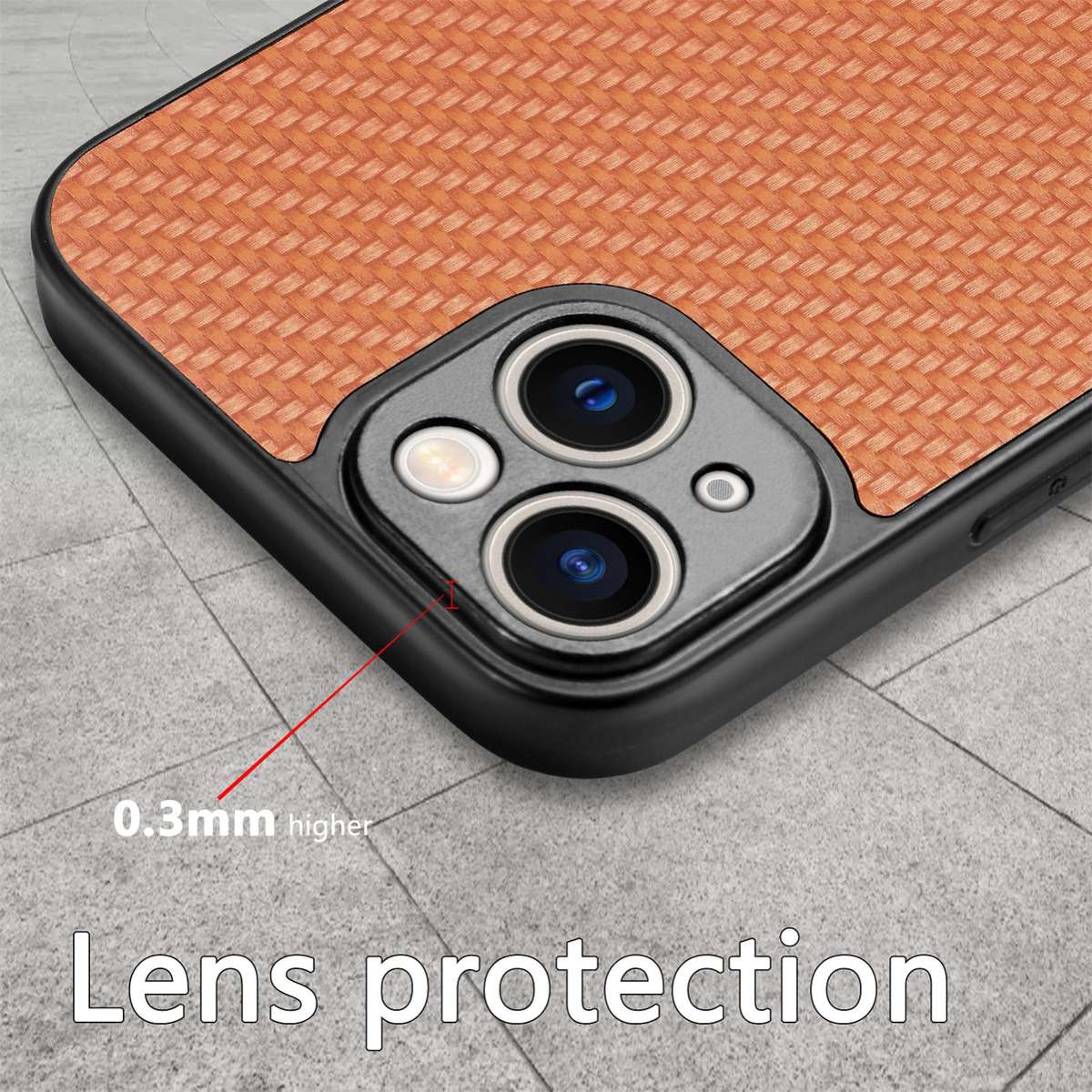 For iPhone 13 mini Carbon Fiber Texture Leather Back Phone Case(Brown)