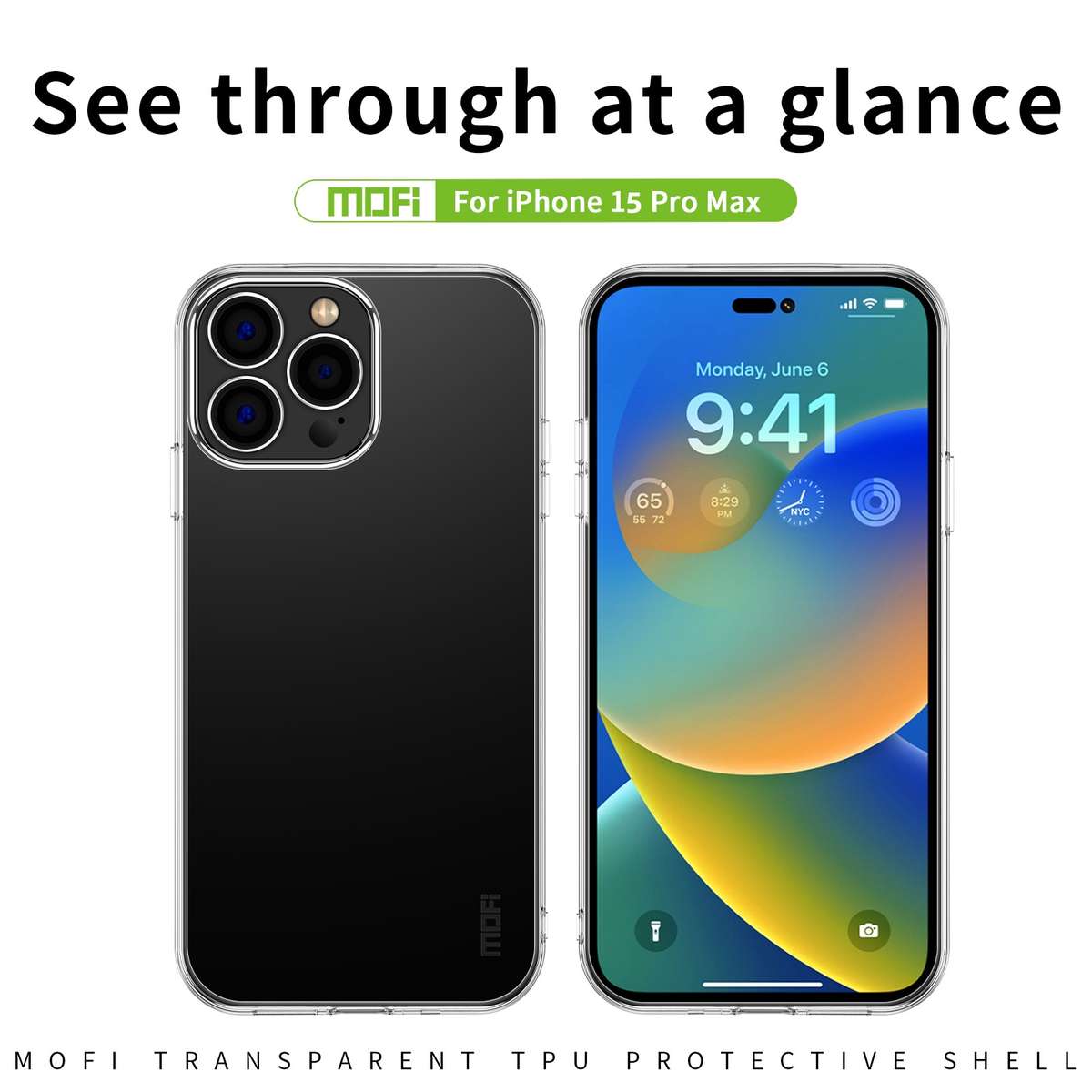 For iPhone 15 Pro Max MOFI Ming Series Ultra-thin TPU Phone Case(Transparent)
