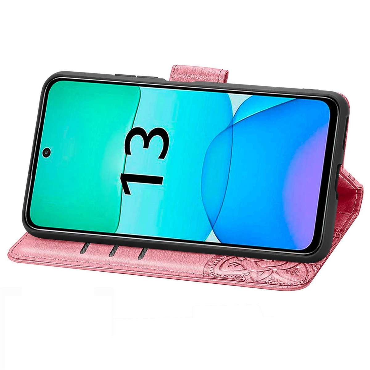 For Xiaomi Redmi 13 4G Butterfly Love Flower Embossed Leather Phone Case(Pink)