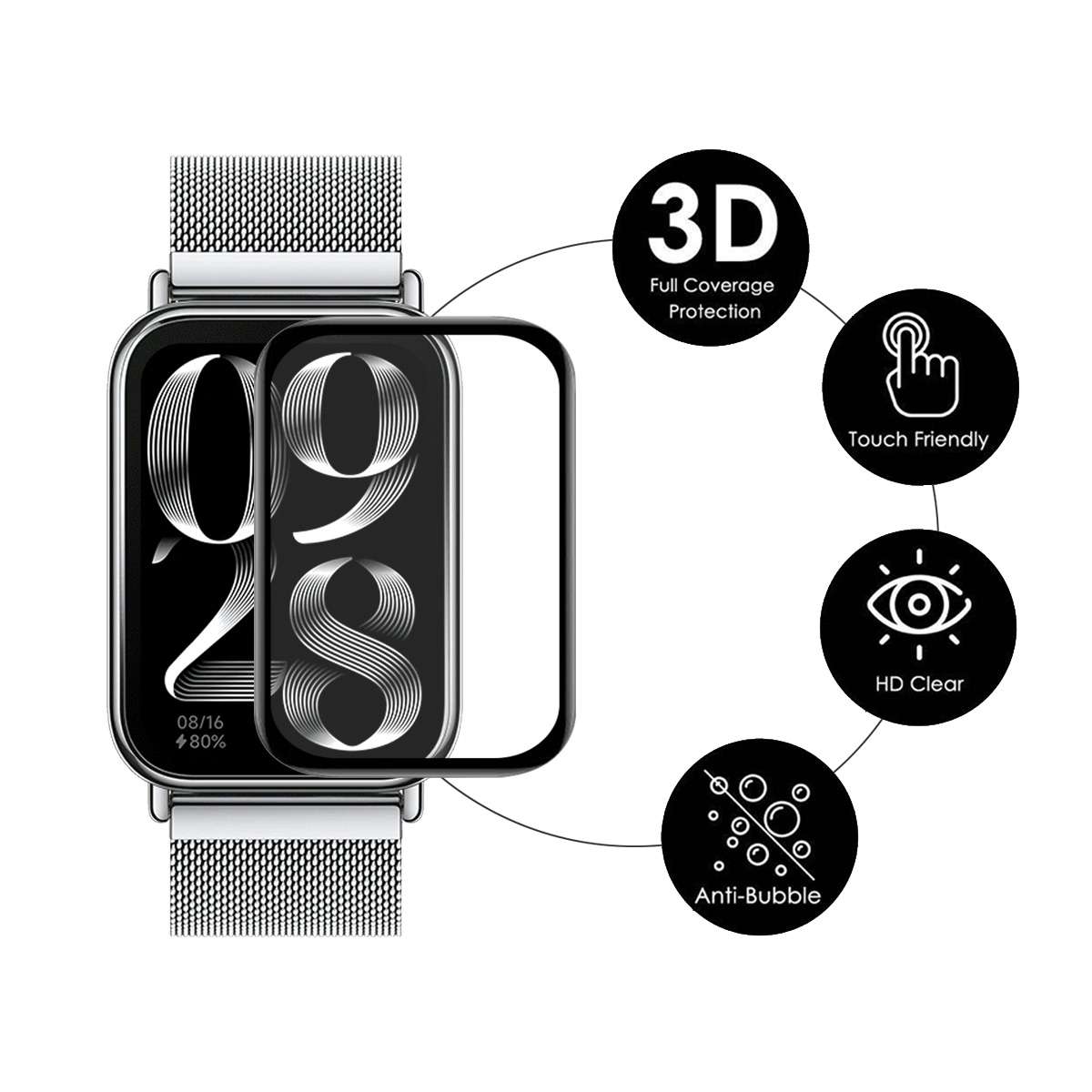 For Xiaomi Mi Band 8 Pro 10pcs ENKAY ENKAY 3D Full Coverage Soft PC Edge PMMA HD Screen Film