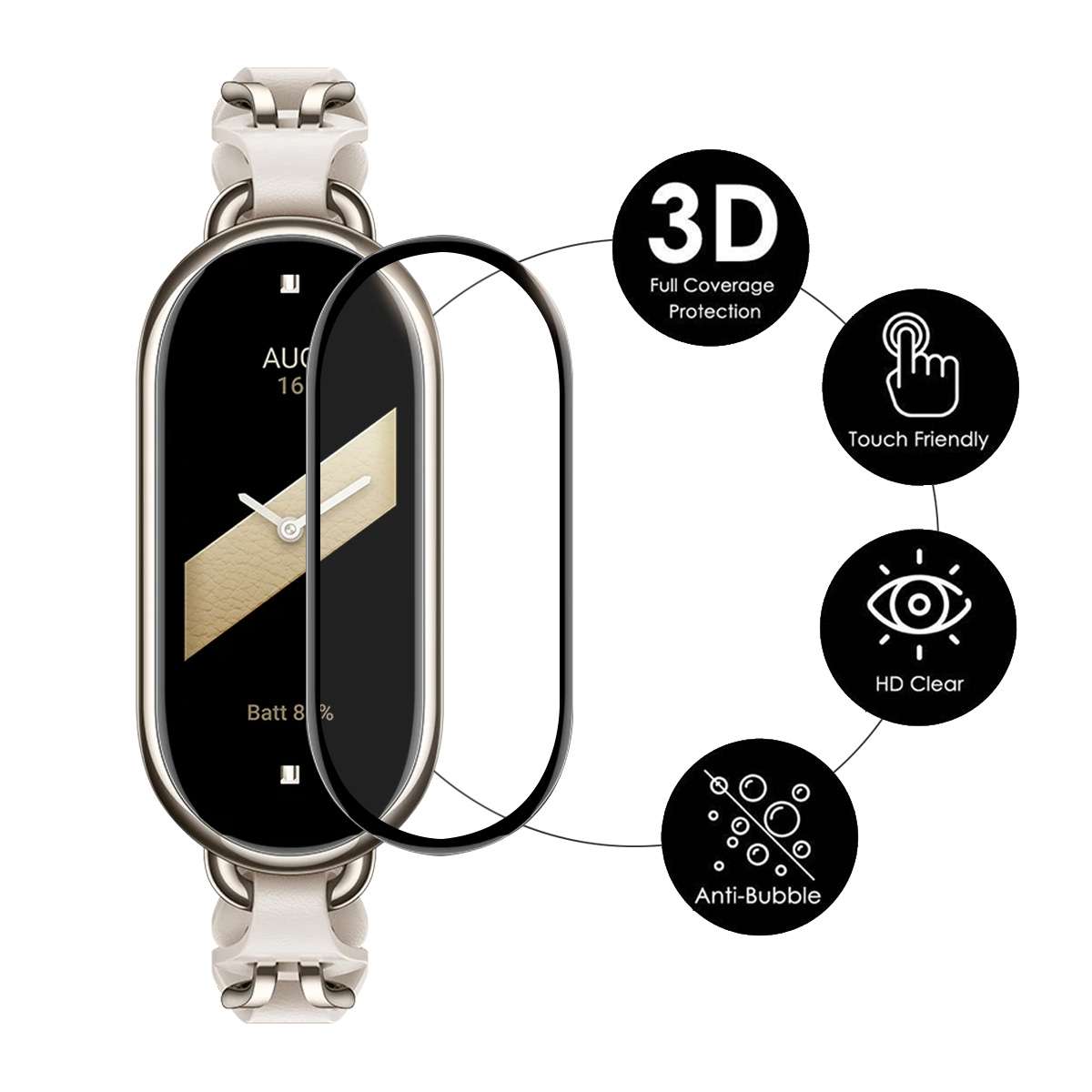 For Xiaomi Smart Band 9 10pcs ENKAY ENKAY 3D Full Coverage Soft PC Edge PMMA HD Screen Film