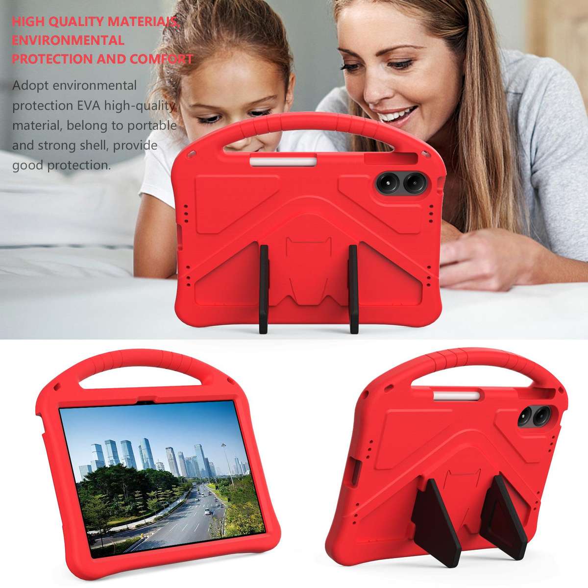 For Xiaomi Redmi Pad 2 Pro 12.1 EVA Shockproof Tablet Case with Holder(Red)