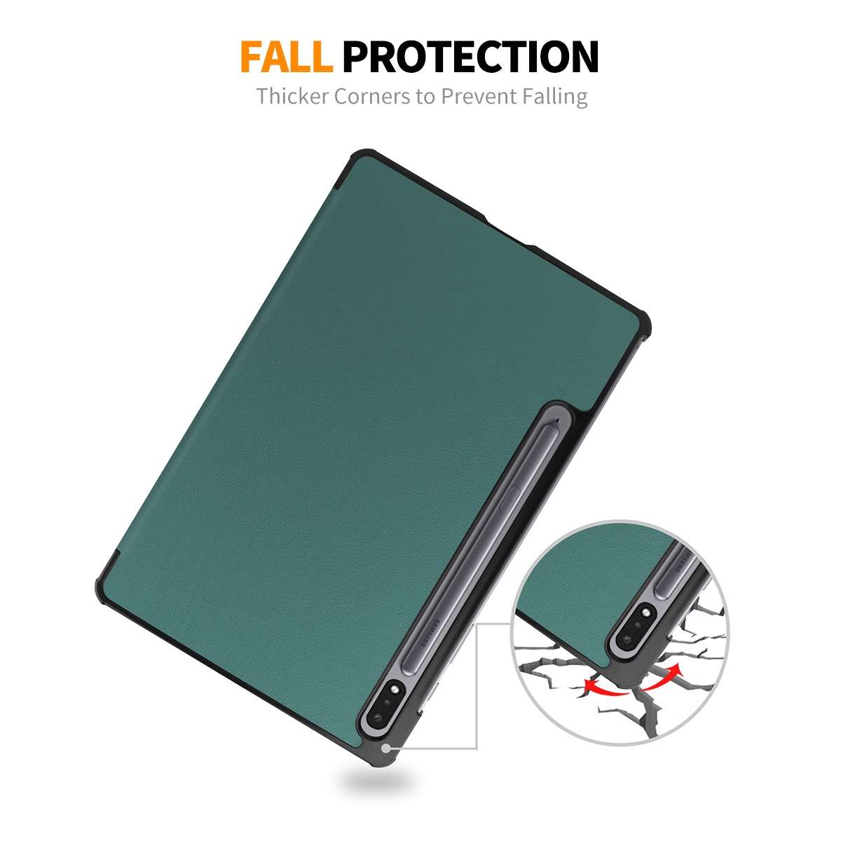 For Samsung Galaxy Tab S9 ENKAY Tri-fold Custer Texture Leather Smart Tablet Case(Dark Blue)