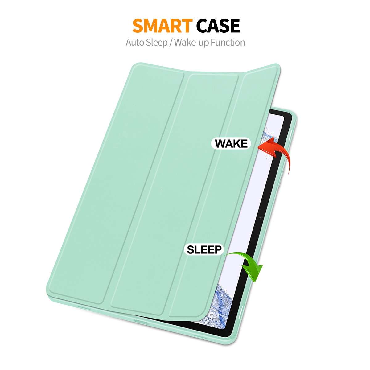 For Samsung Galaxy Tab S9 ENKAY Tri-fold Custer Leather TPU Bottom Smart Case wit ... (Dark Green)
