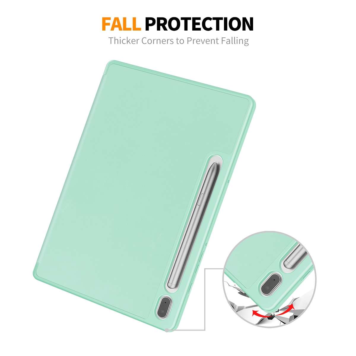 For Samsung Galaxy Tab S9 ENKAY Tri-fold Custer Leather TPU Bottom Smart Case wit ... (Dark Green)