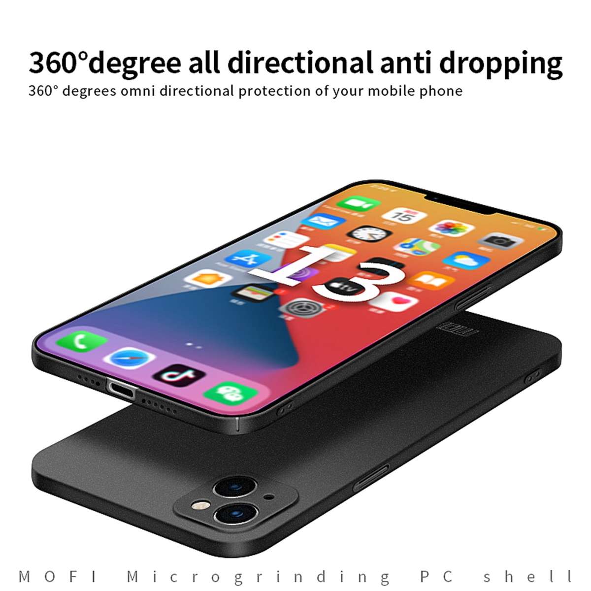 For iPhone 15 Plus MOFI Fandun Series Frosted PC Ultra-thin All-inclusive Phone Case(Black)