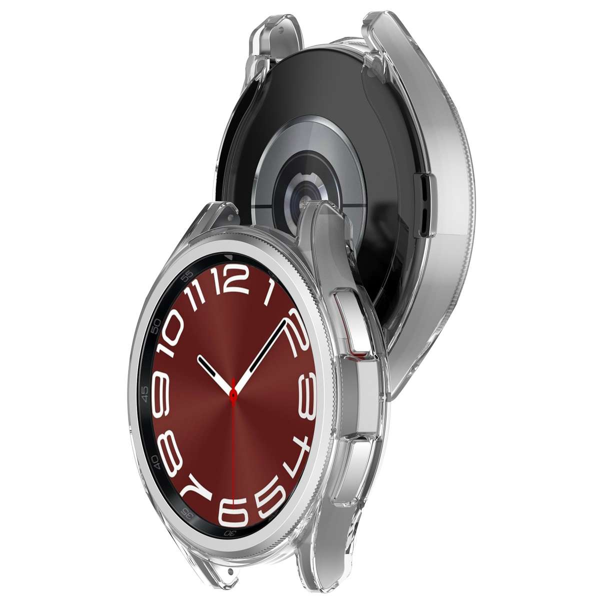 For Samsung Galaxy Watch6 Classic 47mm Electroplated TPU Half Pack Hollow Watch ... (Transparent)