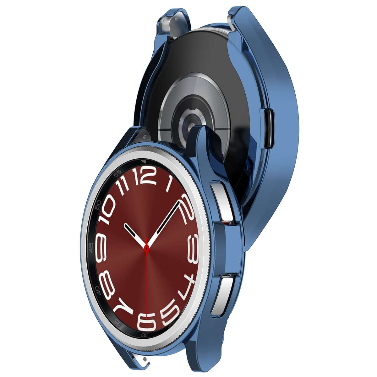 For Samsung Galaxy Watch6 Classic 47mm Electroplated TPU Half Pack Hollow Watch Protect ... (Blue)