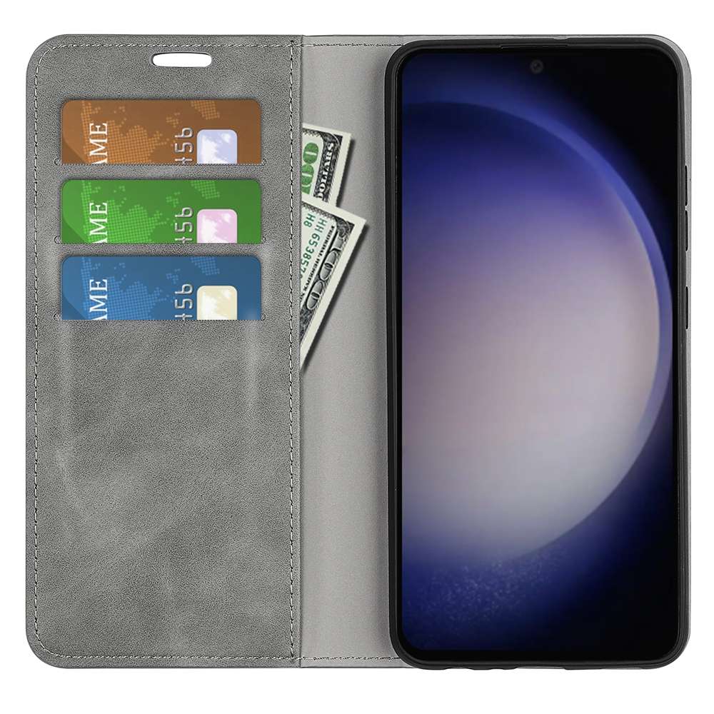 For Samsung Galaxy S24 5G Retro-skin Magnetic Suction Leather Phone Case(Grey)