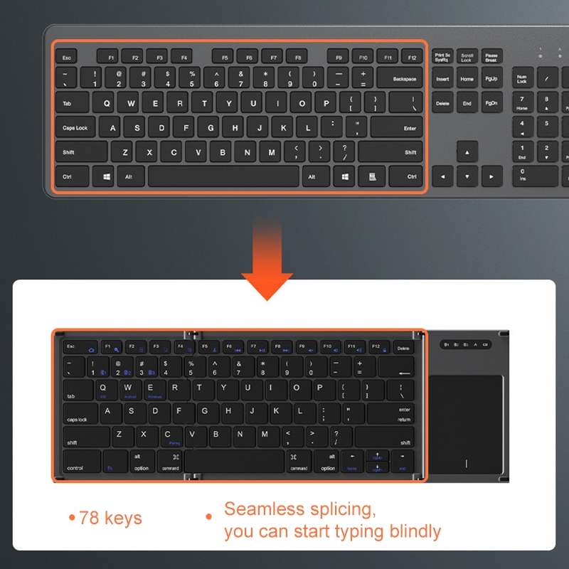 B066T Tri-fold Wireless Bluetooth Keyboard Compatible Multi-system Cell Phone Tablet Keyboard