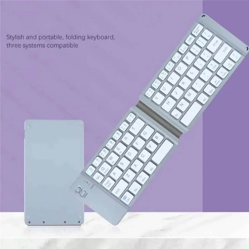 BT18 Bluetooth Keyboard Magnetic Folding Wireless Keyboard For Cell Phones Tablets Computers(Grey)