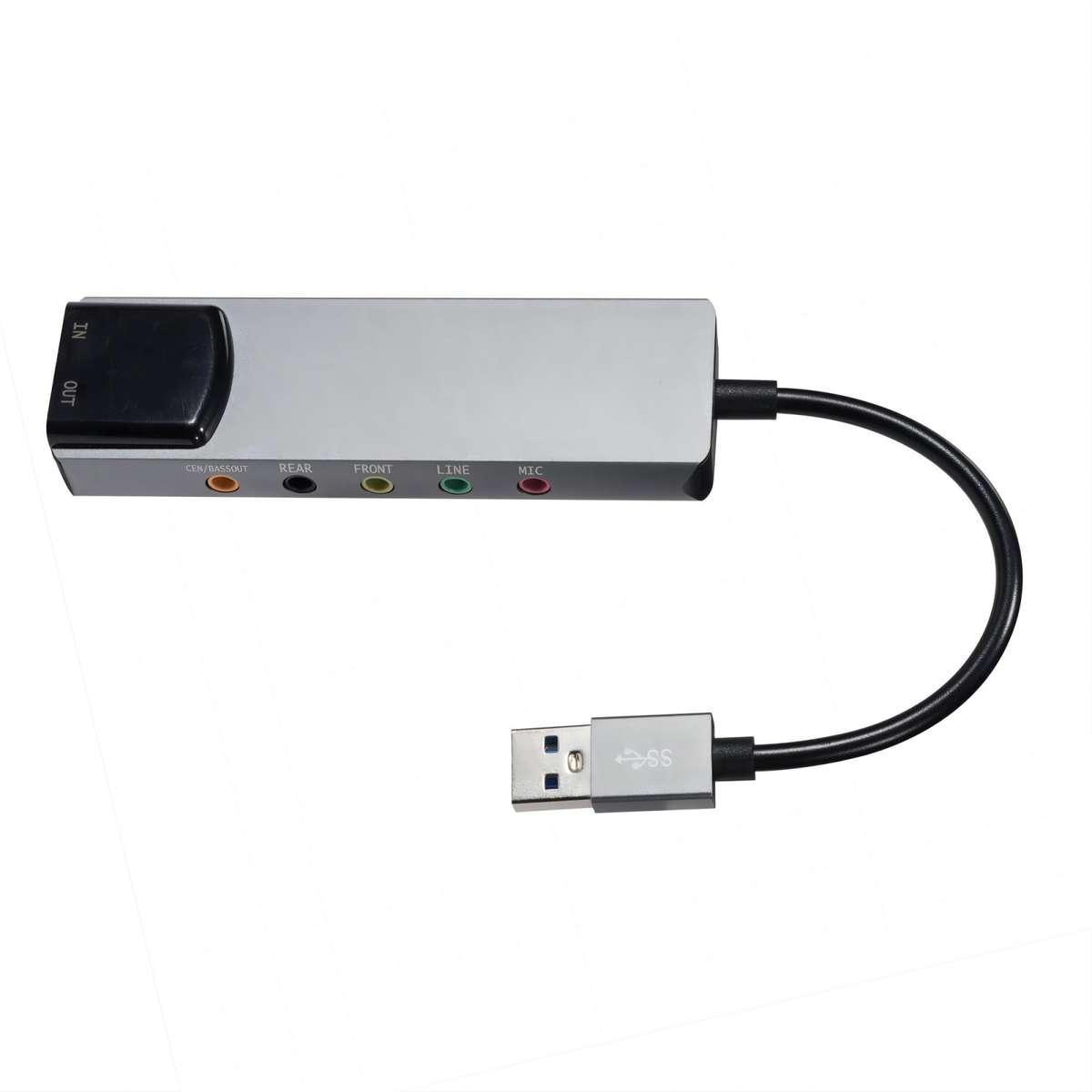 HY-601 6 in 1 USB Multi-Functional Sound Card USB + Audio 3.5 + 7.1CH / OPTICAL(Argent)
