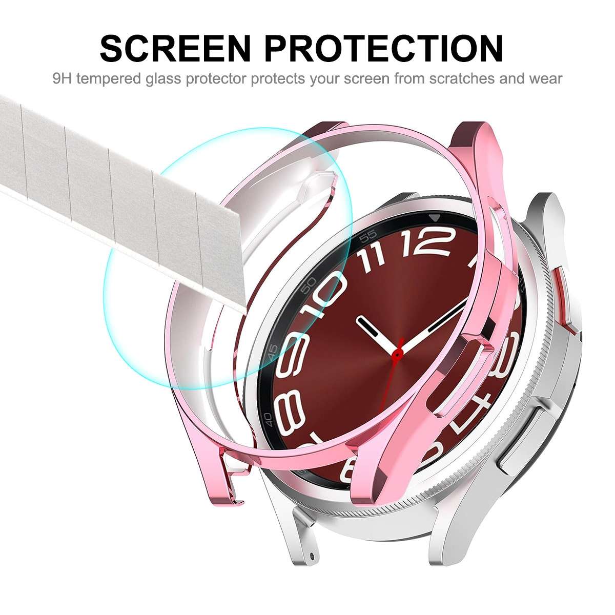 For Samsung Galaxy Watch6 Classic 47mm ENKAY Hat-Prince Electroplated Soft TPU Case + ... (Silver)