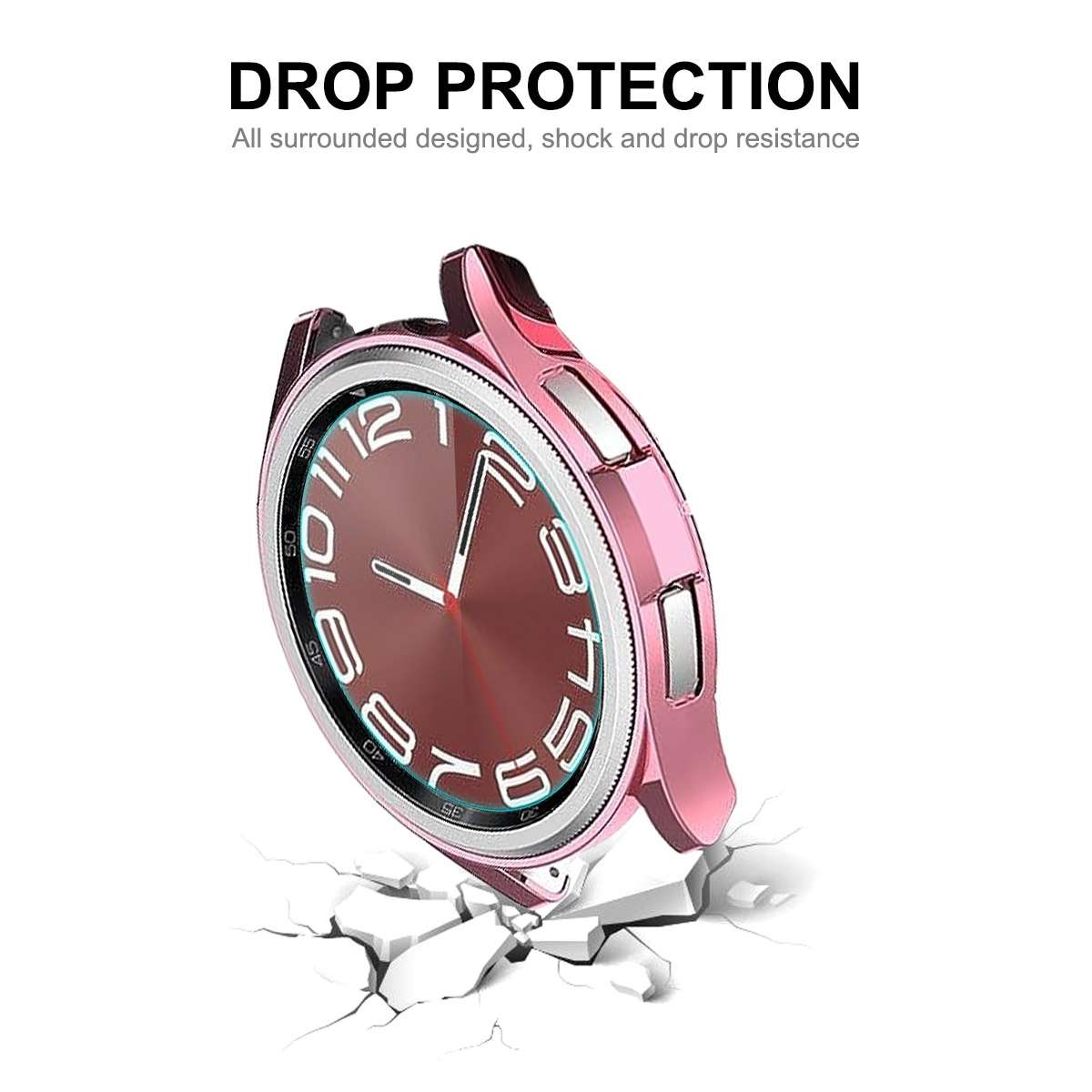 For Samsung Galaxy Watch6 Classic 47mm ENKAY Hat-Prince Electroplated Soft TPU Case + ... (Silver)