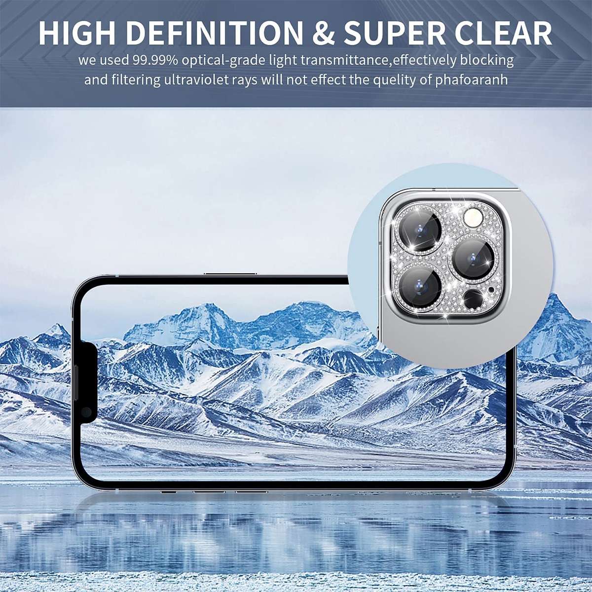 For iPhone 15 Pro / 15 Pro Max ENKAY Hat-Prince Blink Diamond Camera Lens Aluminium A ... (Silver)