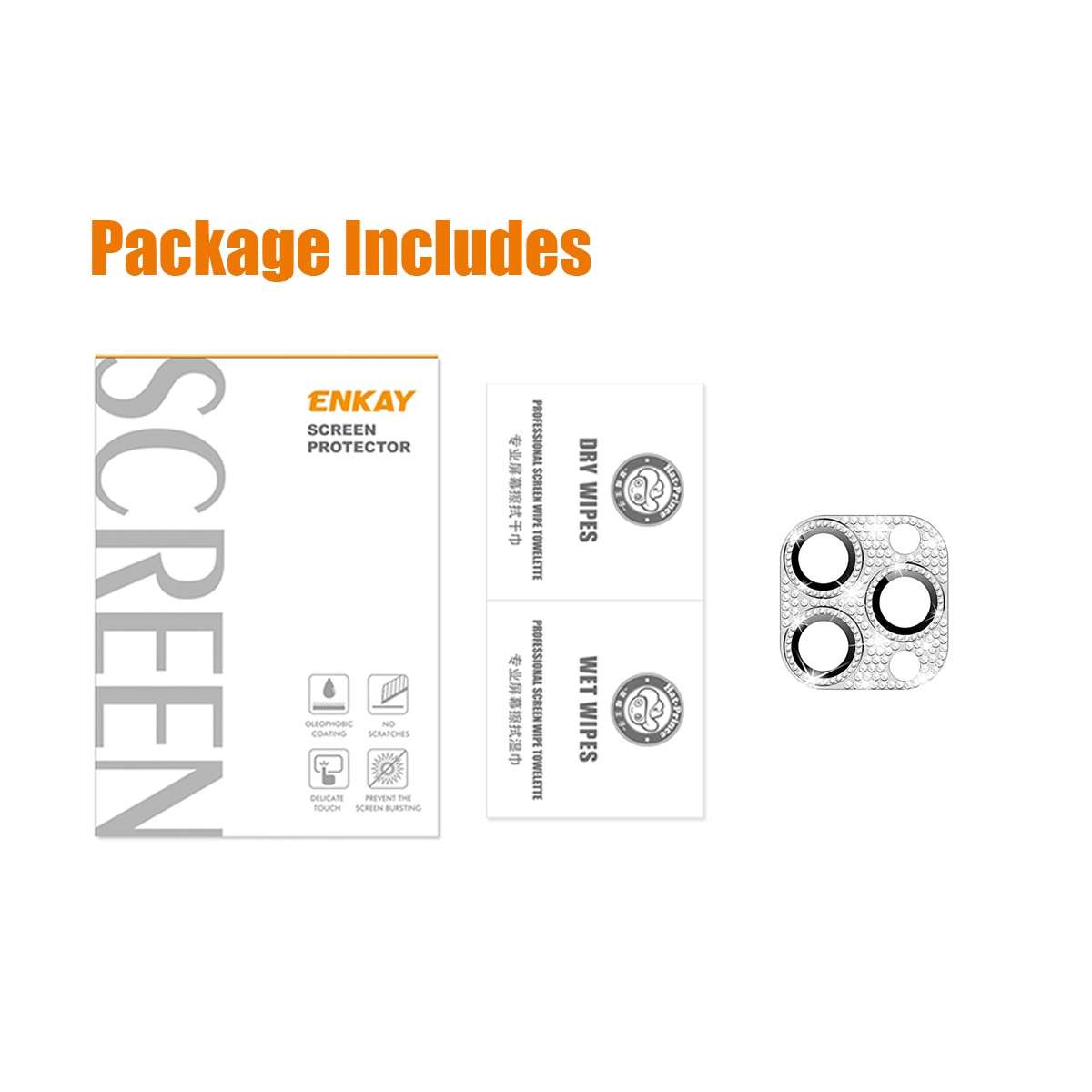 For iPhone 15 Pro / 15 Pro Max ENKAY Hat-Prince Blink Diamond Camera Lens Aluminium A ... (Silver)