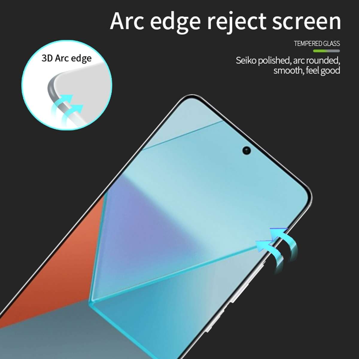 For Redmi Note 13 / Note 13 Pro MOFI 9H 3D Explosion-proof Curved Screen Tempered Glas ... (Black)