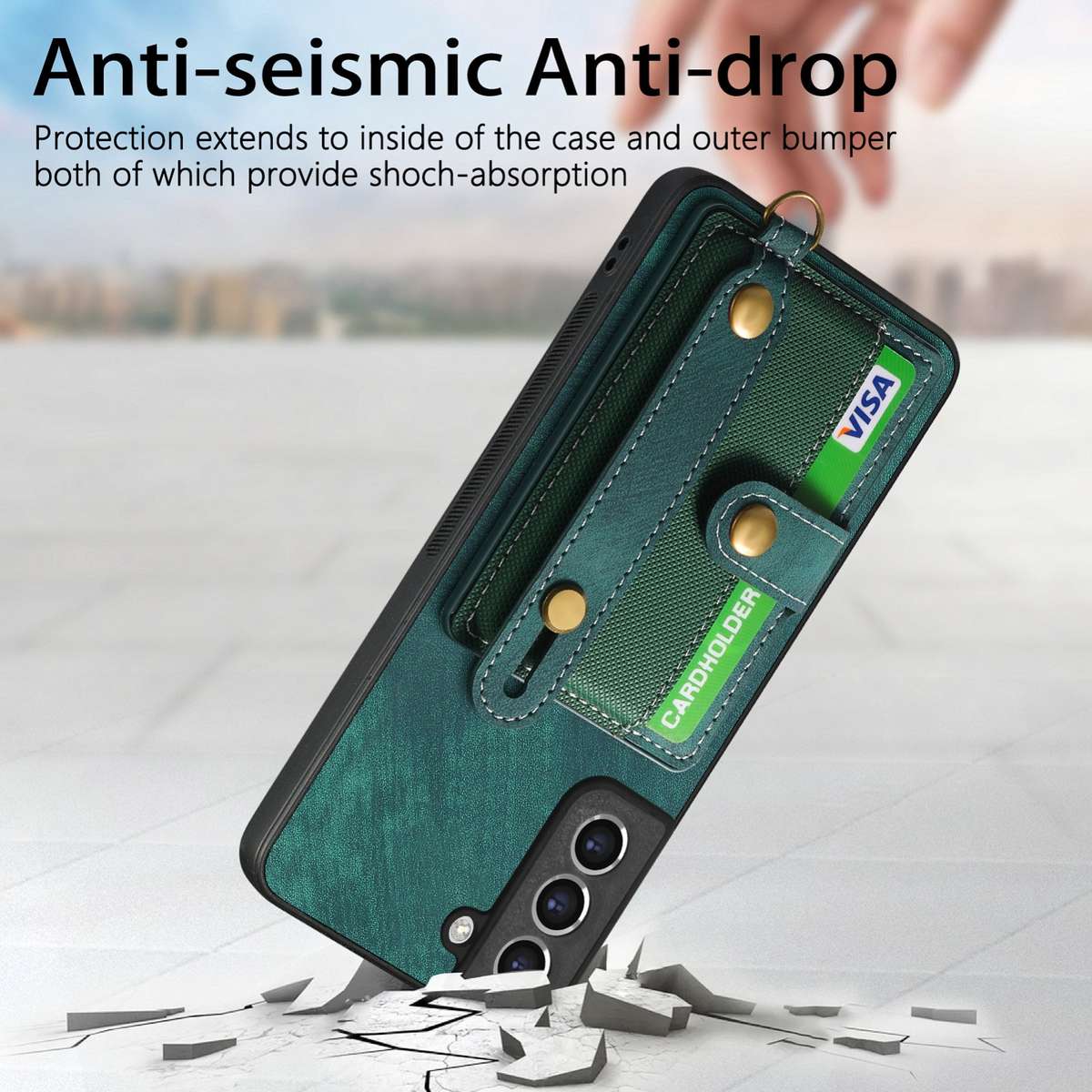 For Samsung Galaxy S21+ 5G Retro Cross Wristband Wallet Leather Back Phone Case(Green)