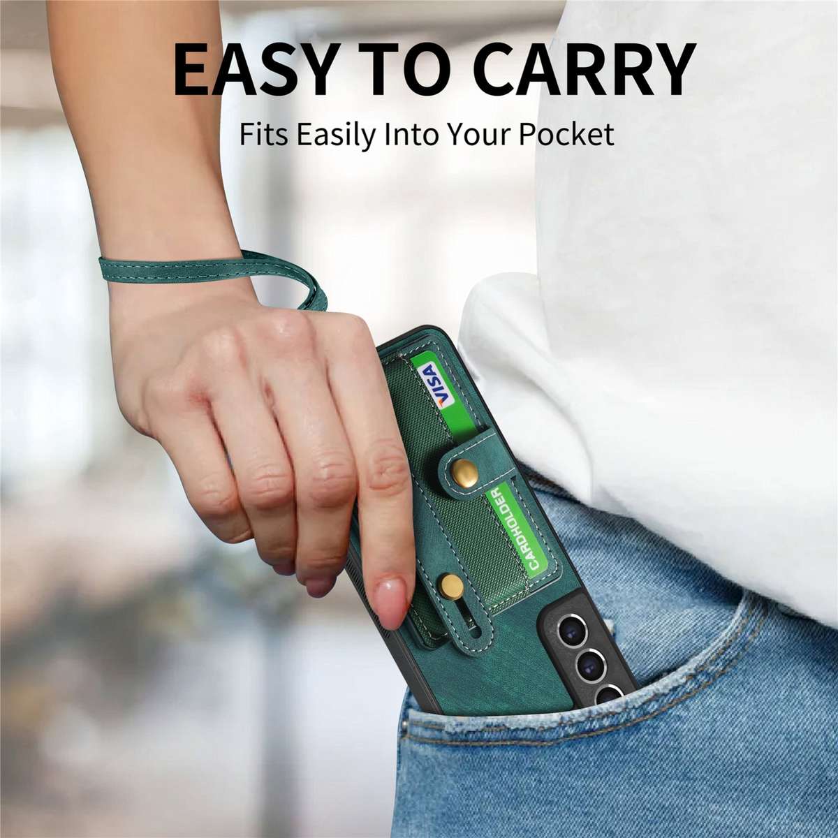 For Samsung Galaxy S21+ 5G Retro Cross Wristband Wallet Leather Back Phone Case(Green)