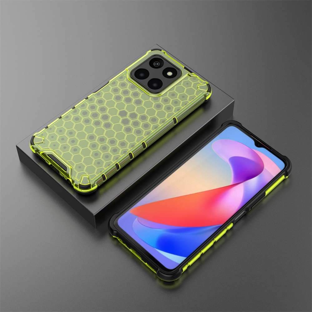 For Honor X6A 4G Shockproof Honeycomb Phone Case(Green)