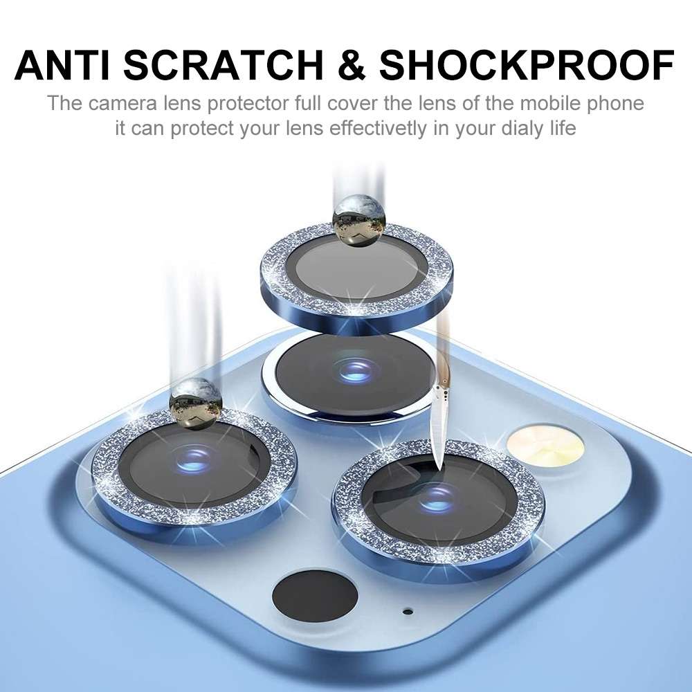 For iPhone 15 Pro / 15 Pro Max ENKAY Hat-Prince Glitter Rear Lens Aluminium Alloy Tem ... (Silver)