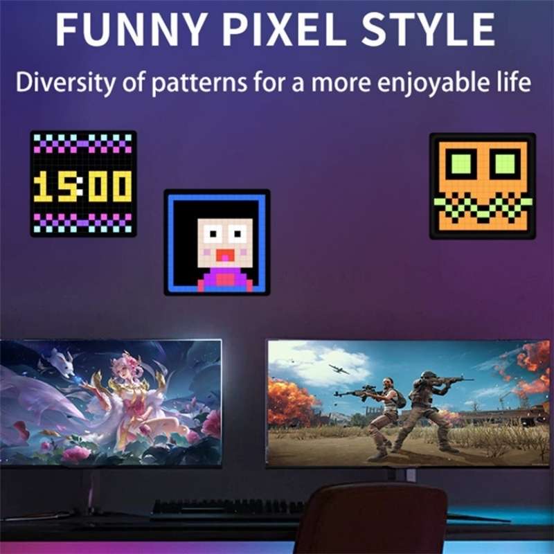 ID32 Advertising Desktop Dynamic Alarm Clock Pixel Screen Display IDM Art Cyberpunk Style Cartoon