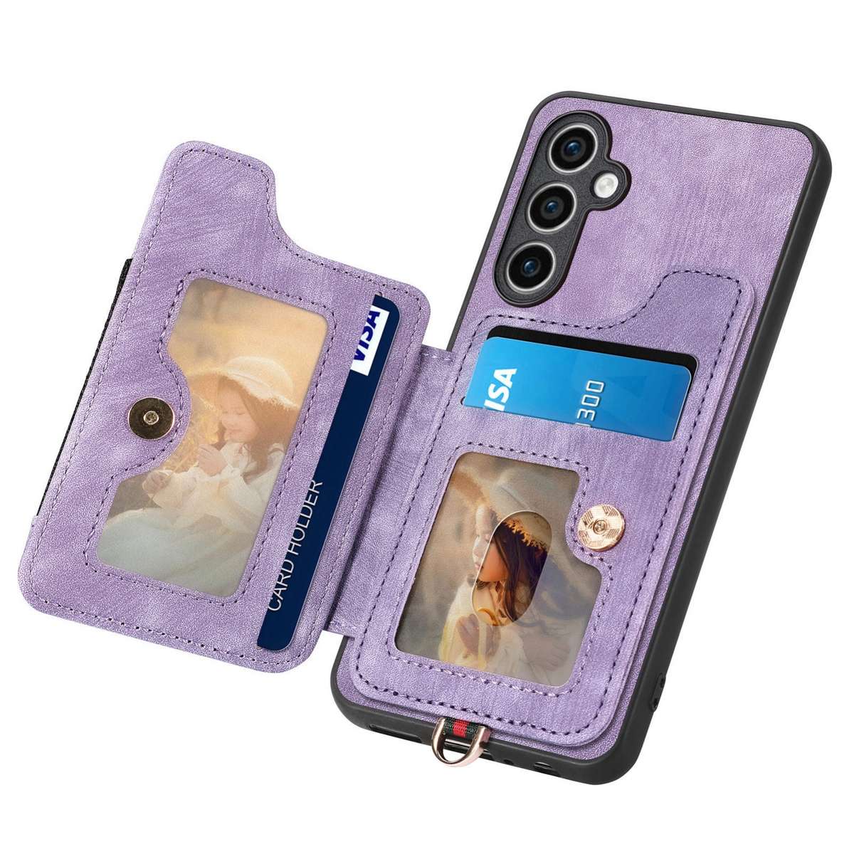 For Samsung Galaxy S23 FE 5G Retro Skin-feel Ring Multi-card Wallet Phone Case(Purple)