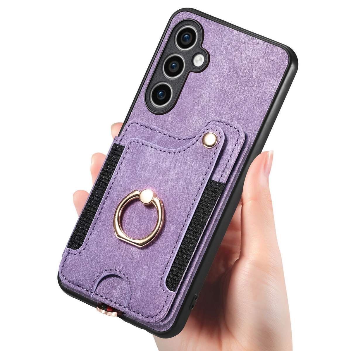 For Samsung Galaxy S23 FE 5G Retro Skin-feel Ring Multi-card Wallet Phone Case(Purple)
