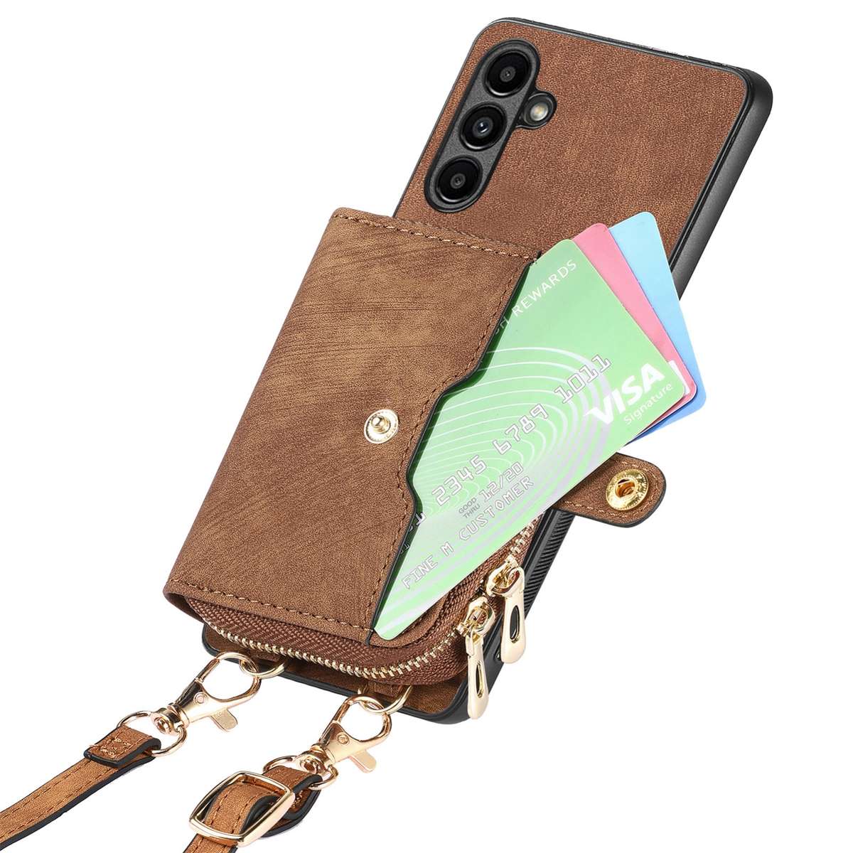 For Samsung Galaxy A34 Crossbody Multi-function Zipper Wallet Phone Case(Green)
