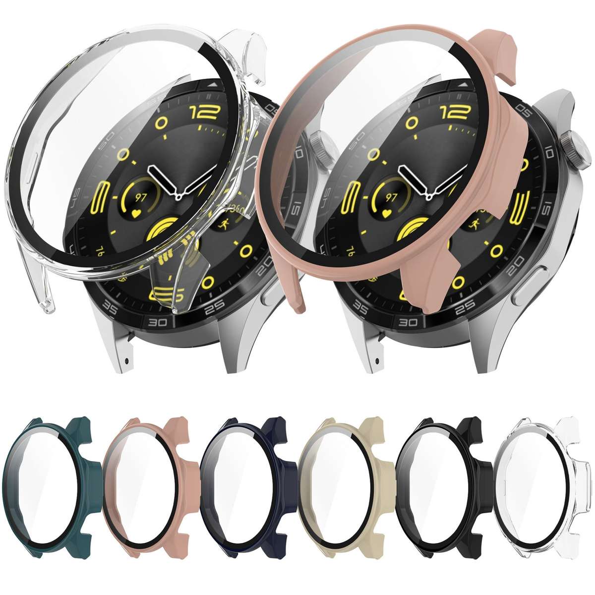 For Huawei Watch GT 4 46mm PC + Tempered Film Integrated Watch Protective Case(Black)
