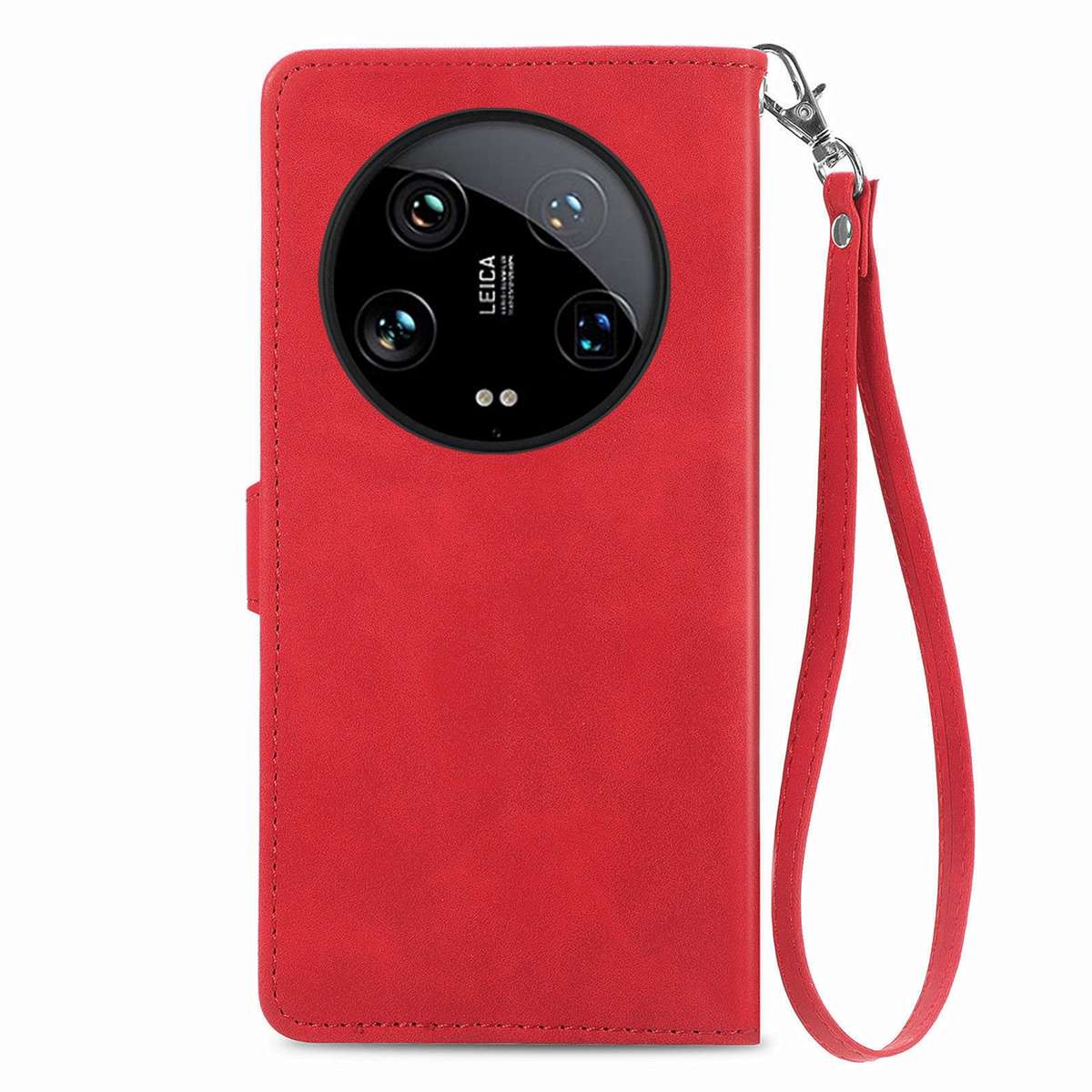 For Xiaomi 14 Ultra Embossed Flower Zipper Leather Phone Case(Red)