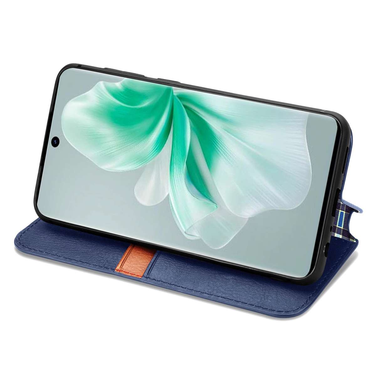 For vivo S18 Cubic Grid Pressed Magnetic Leather Phone Case(Blue)