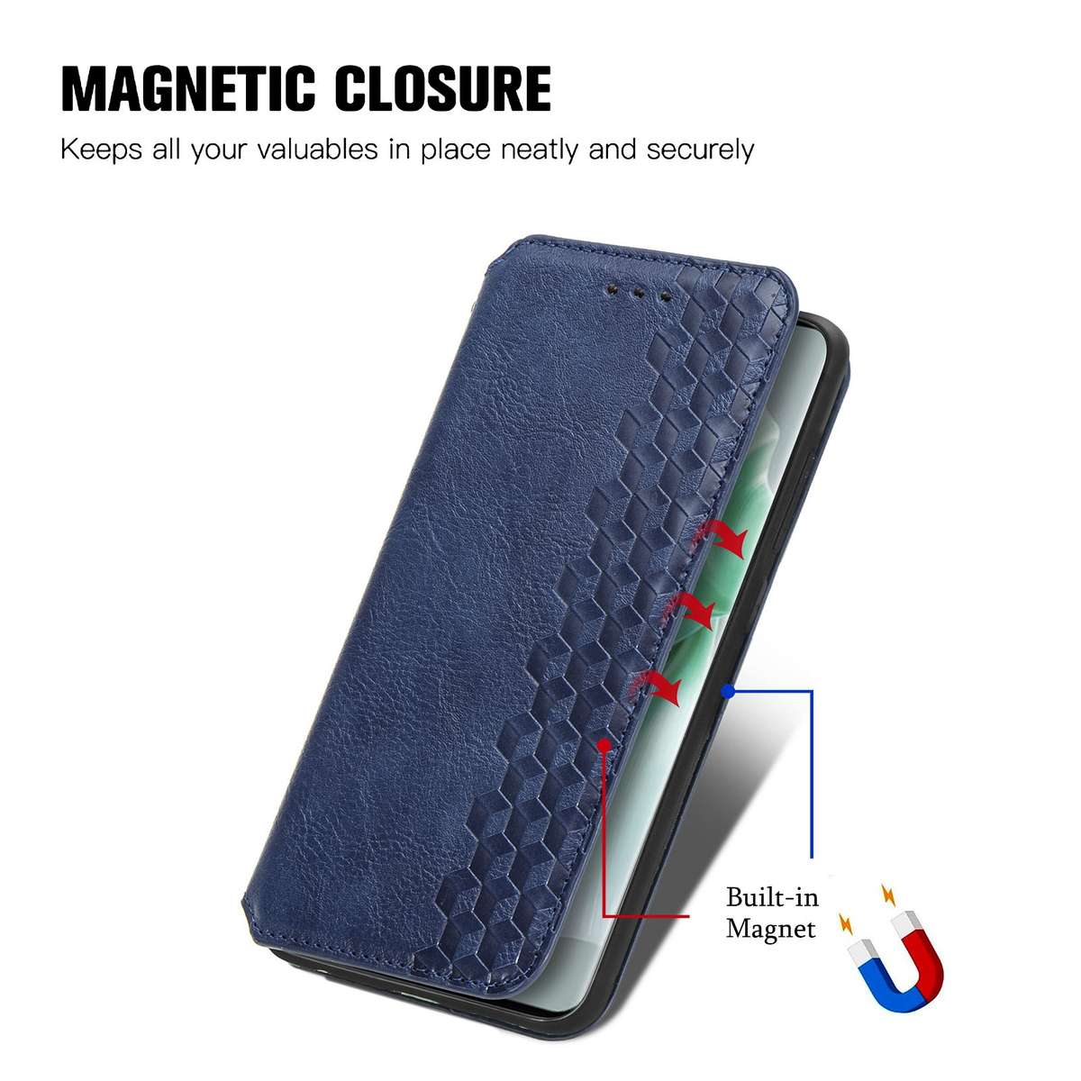 For vivo S18 Cubic Grid Pressed Magnetic Leather Phone Case(Blue)