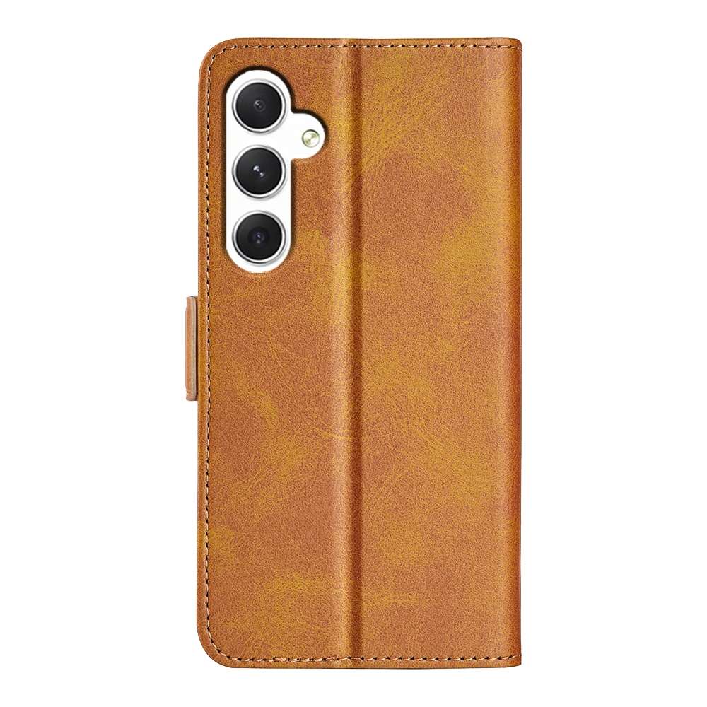 For Samsung Galaxy S24 5G Dual-side Magnetic Buckle Horizontal Flip Leather Phone Case(Yellow)