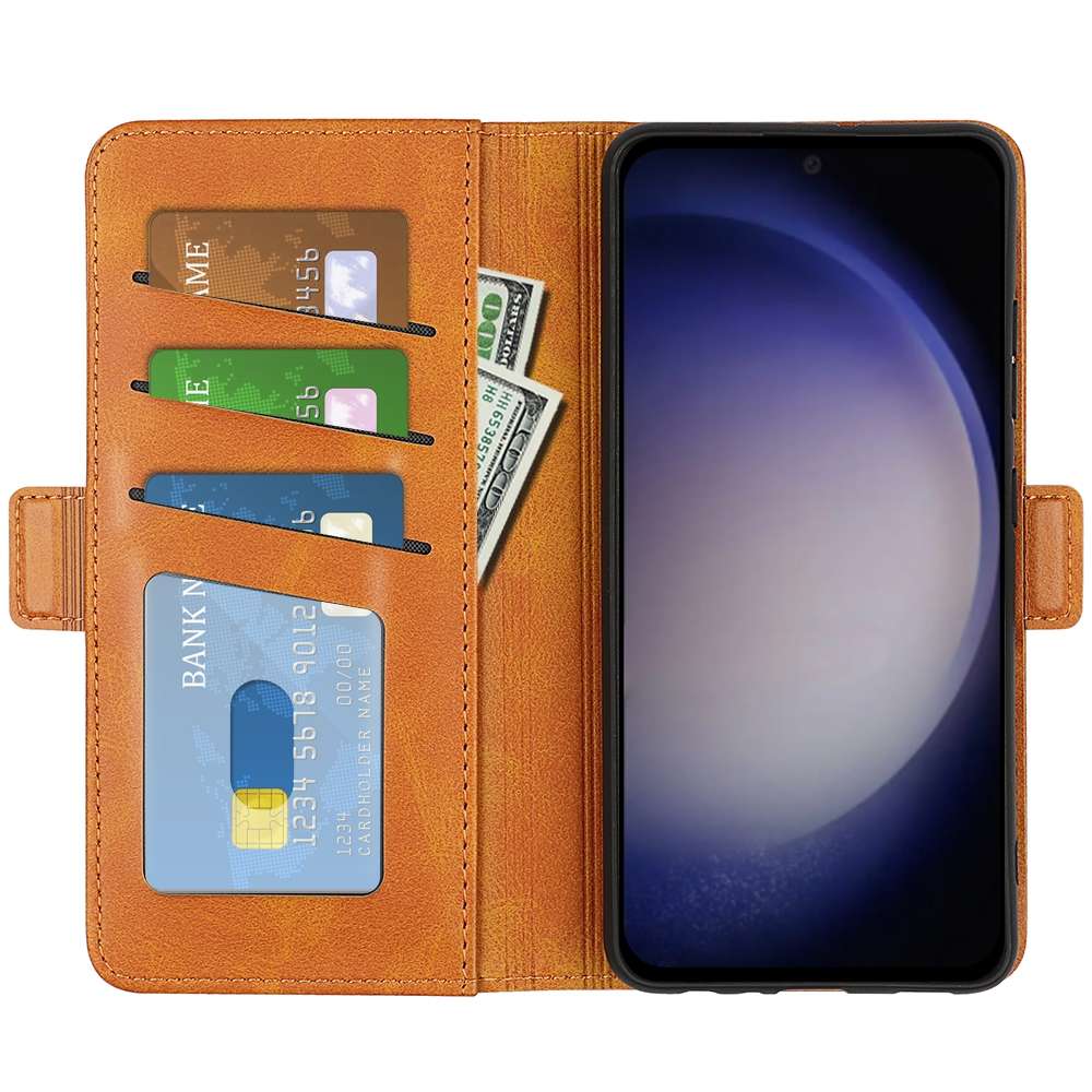 For Samsung Galaxy S24 5G Dual-side Magnetic Buckle Horizontal Flip Leather Phone Case(Yellow)