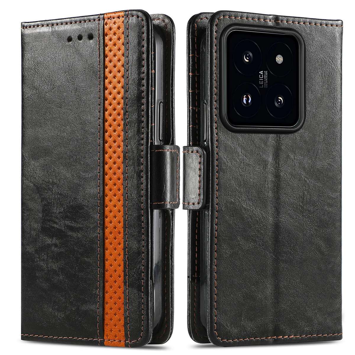For Xiaomi 14 Pro CaseNeo Splicing Dual Magnetic Buckle Leather Phone Case(Black)