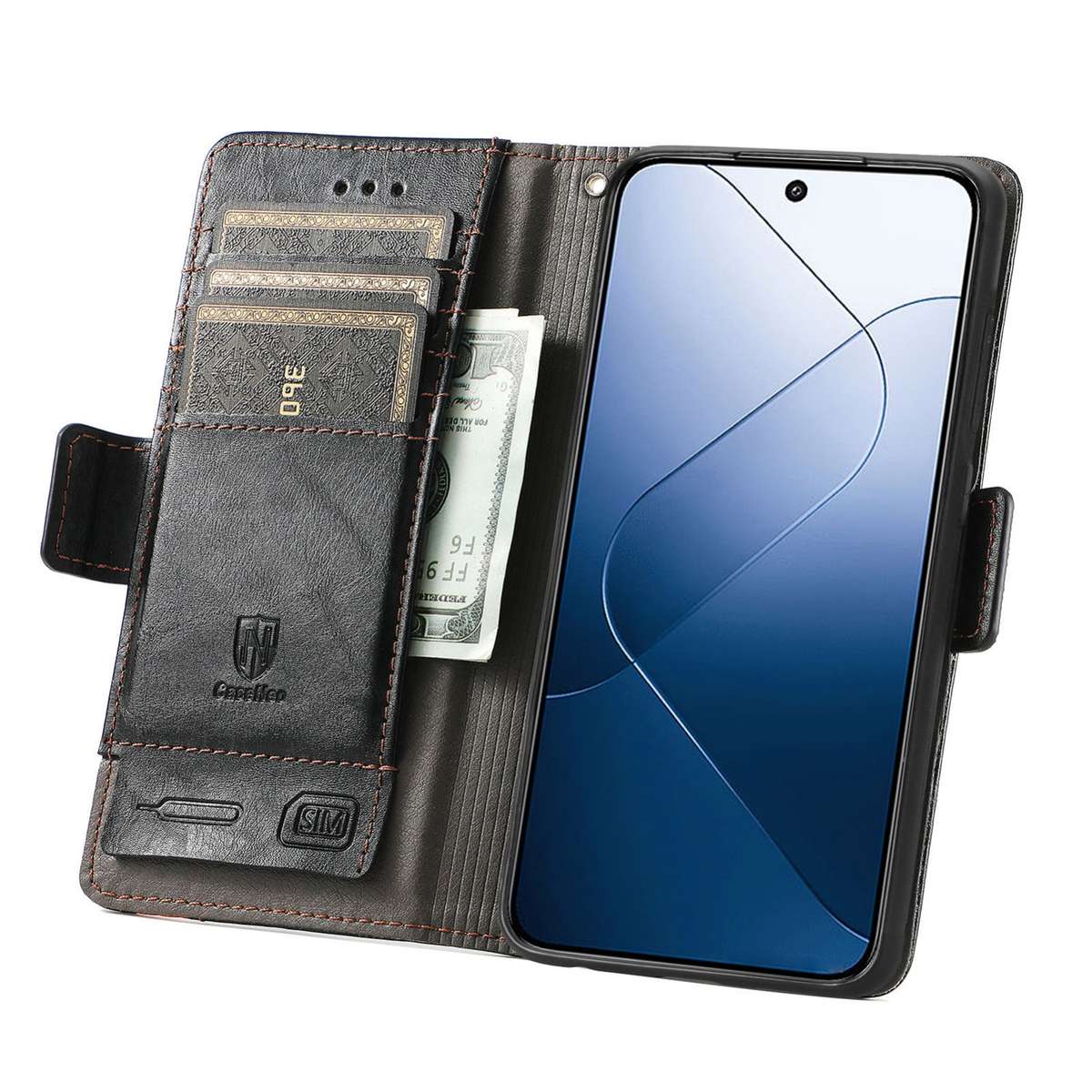 For Xiaomi 14 Pro CaseNeo Splicing Dual Magnetic Buckle Leather Phone Case(Black)