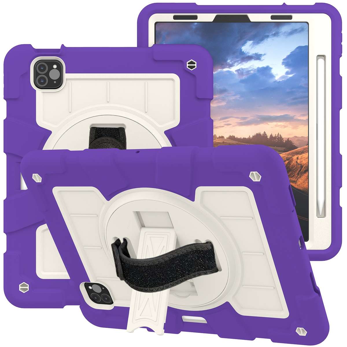 For iPad Pro 11 2018 / 2020 Silicone Hybrid PC Shockproof Tablet Case wi ... (Catharanthus Roseus)