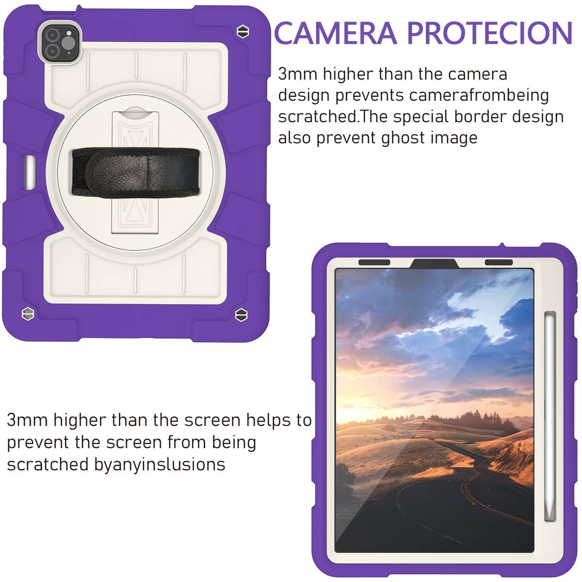 For iPad Pro 11 2018 / 2020 Silicone Hybrid PC Shockproof Tablet Case wi ... (Catharanthus Roseus)