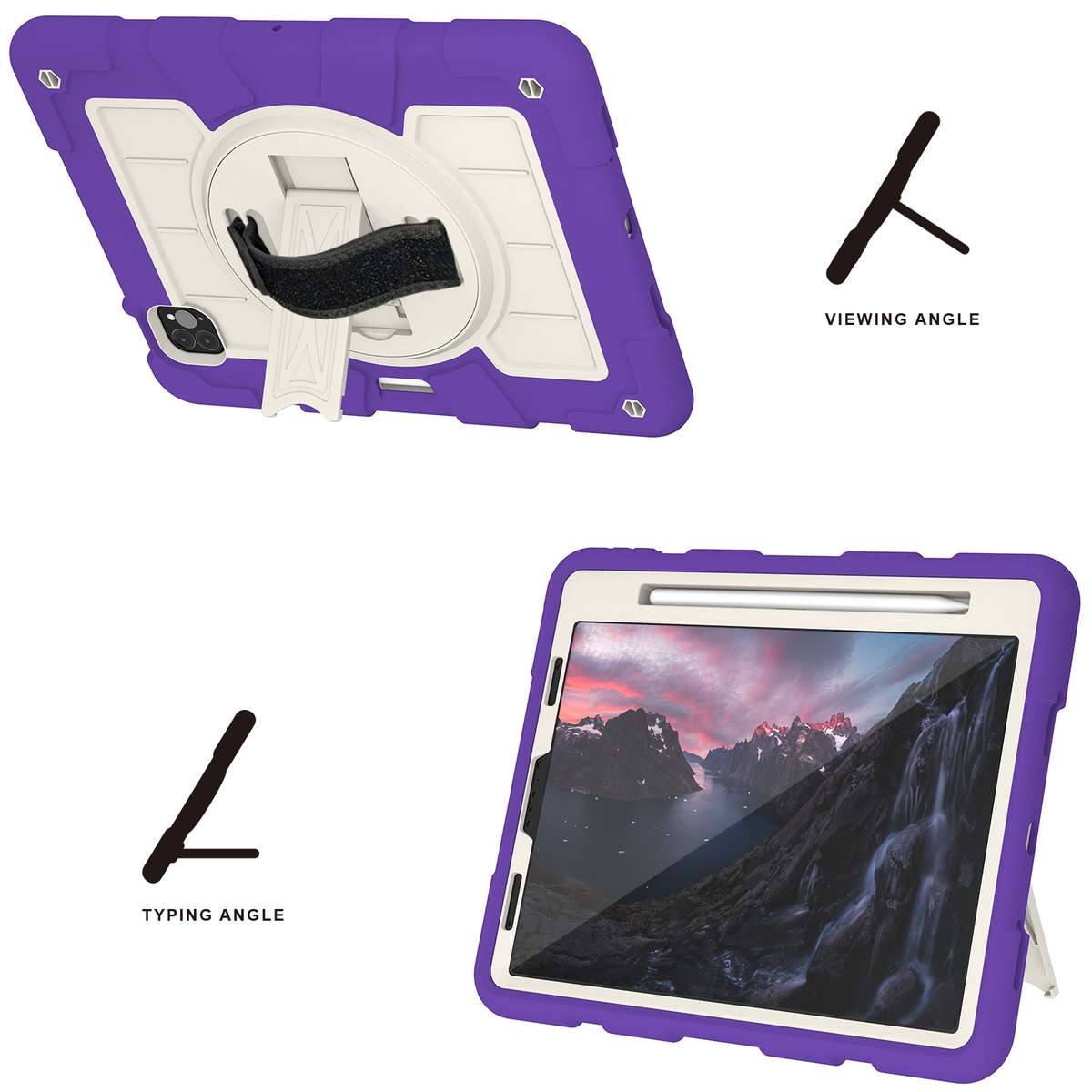 For iPad Pro 11 2018 / 2020 Silicone Hybrid PC Shockproof Tablet Case wi ... (Catharanthus Roseus)