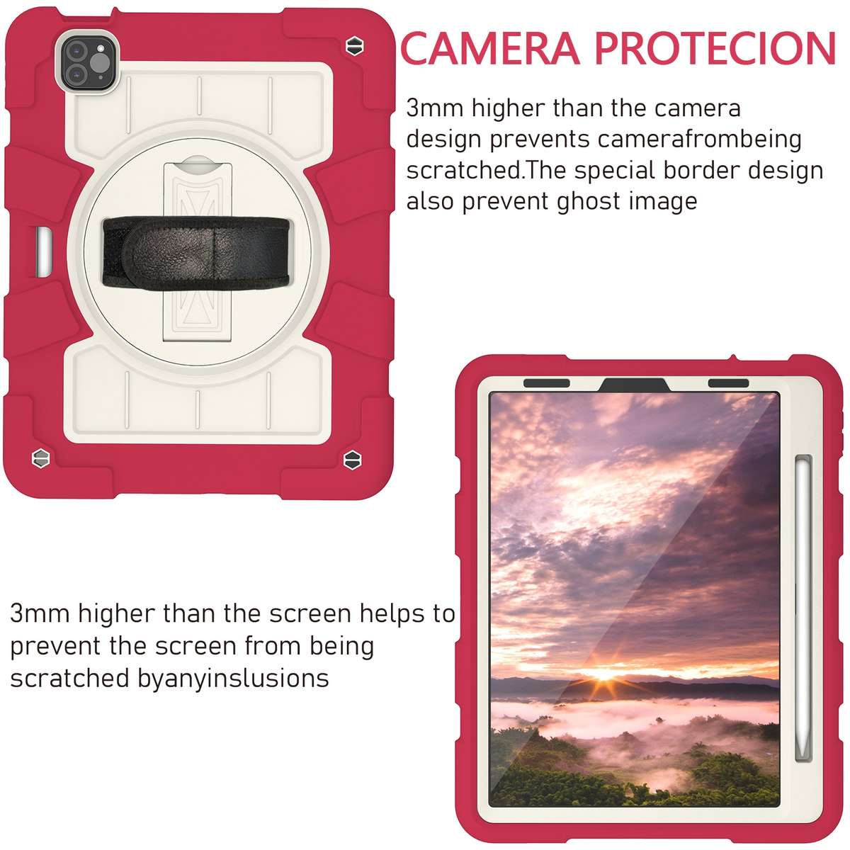 For iPad Pro 11 2018 / 2020 Silicone Hybrid PC Shockproof Tablet Case with Sh ... (Feifan Magenta)