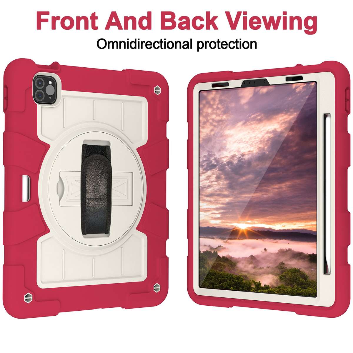 For iPad Pro 11 2018 / 2020 Silicone Hybrid PC Shockproof Tablet Case with Sh ... (Feifan Magenta)