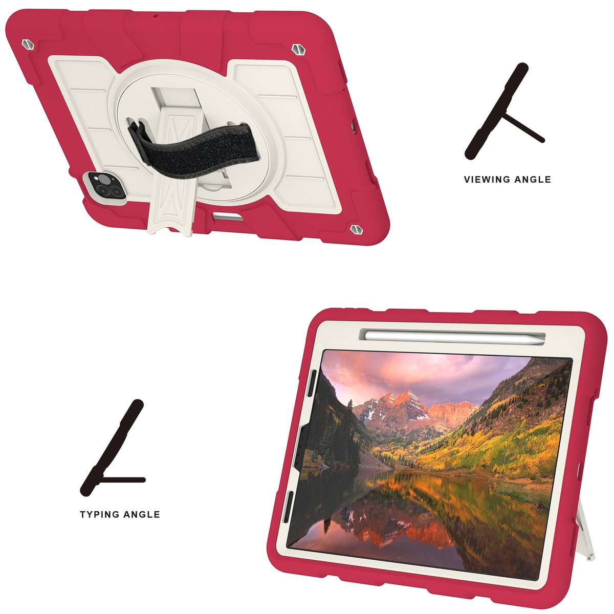 For iPad Pro 11 2018 / 2020 Silicone Hybrid PC Shockproof Tablet Case with Sh ... (Feifan Magenta)