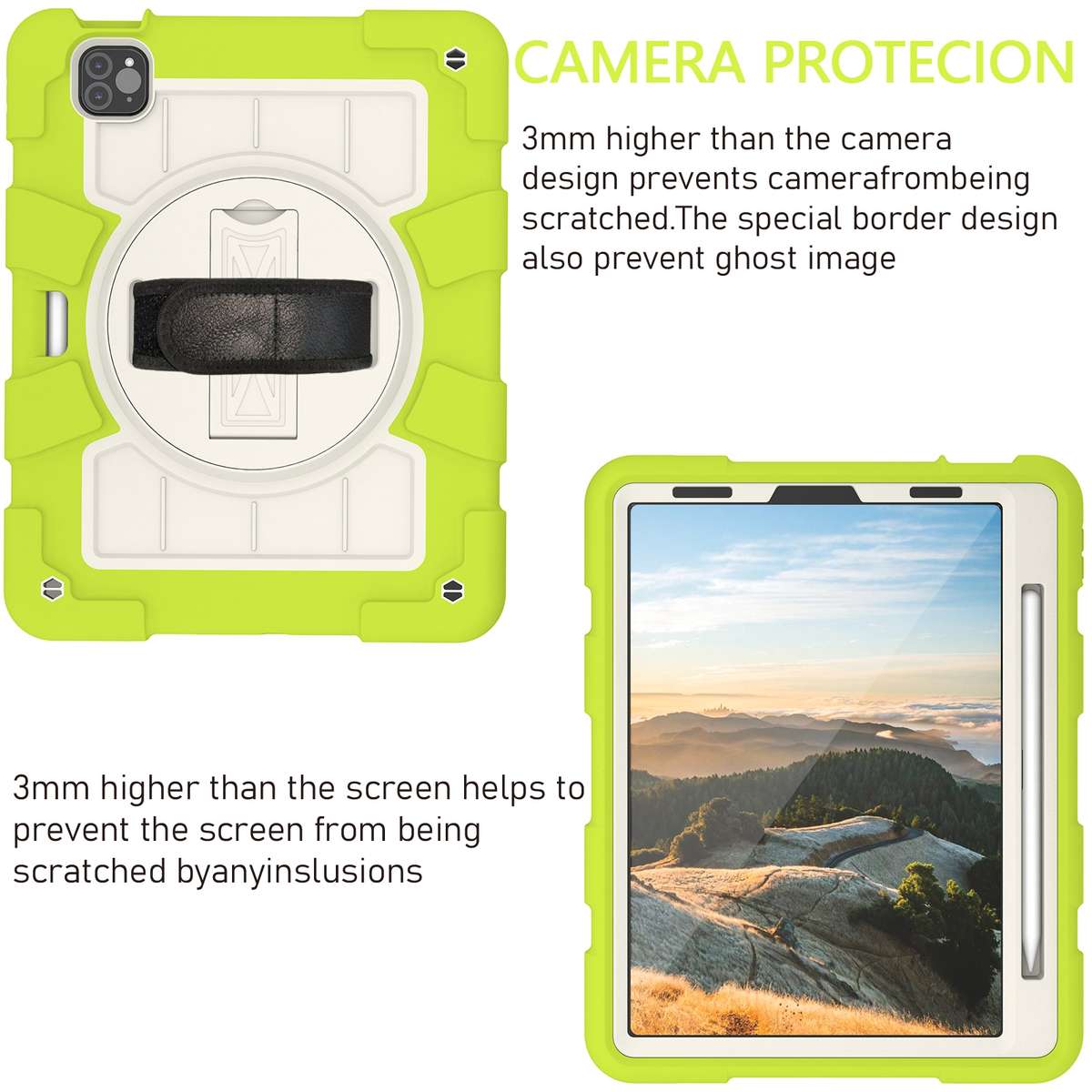 For iPad Pro 11 2018 / 2020 Silicone Hybrid PC Shockproof Tablet Case with ... (Love Birds Green)