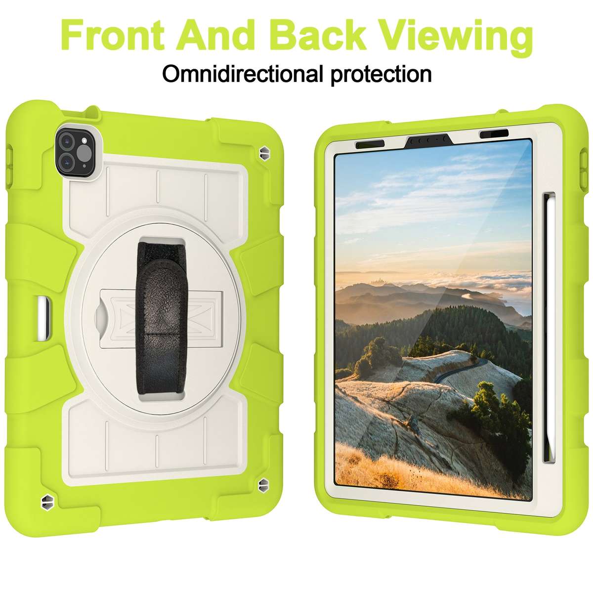 For iPad Pro 11 2018 / 2020 Silicone Hybrid PC Shockproof Tablet Case with ... (Love Birds Green)