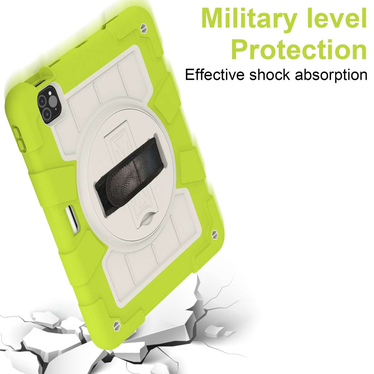 For iPad Pro 11 2018 / 2020 Silicone Hybrid PC Shockproof Tablet Case with ... (Love Birds Green)